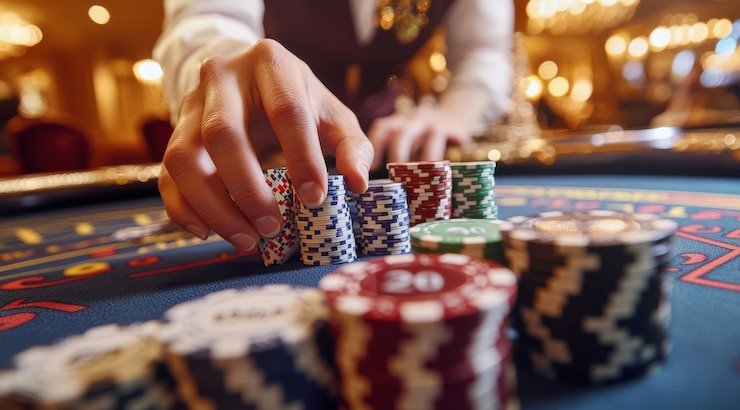 Antarmuka aplikasi mobile lagunaslot menampilkan meja live blackjack dengan dealer profesional